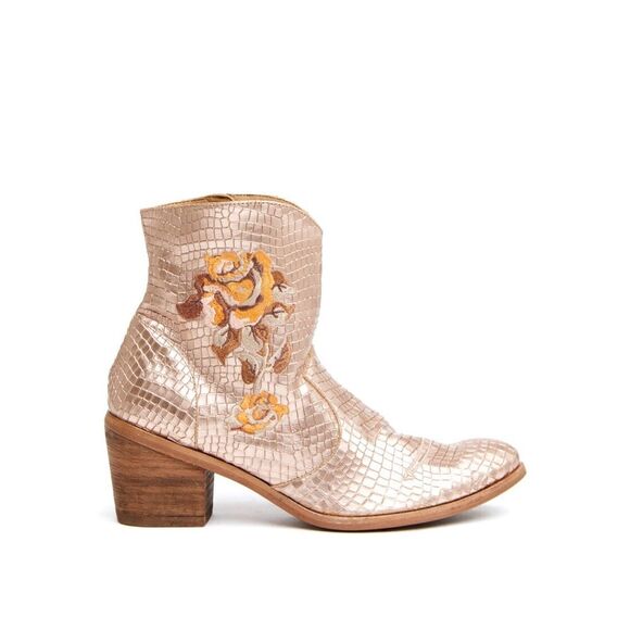 Free People x Marco Delli Evelina Metallic Embroidered Leather Ankle Boots - Picture 12 of 16